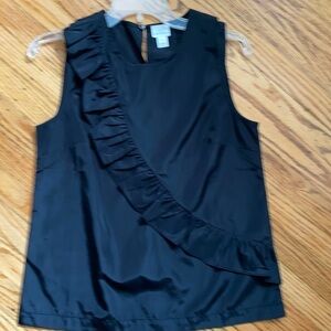 JCREW black sleeveless top with ruffle accent size 4